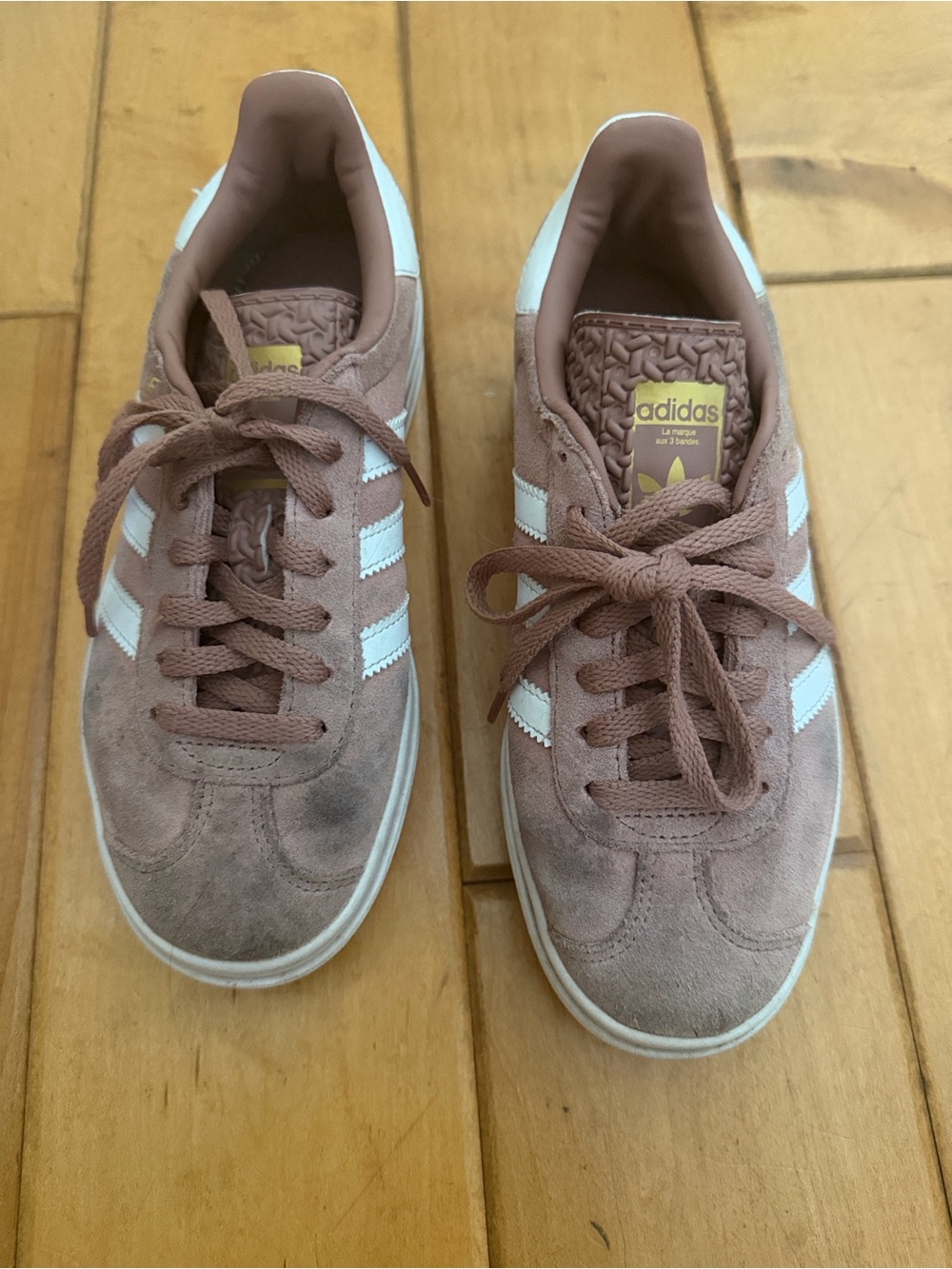 adidas Suede Low-Top Sneakers in Dusty Rose and White Gazelle Bold